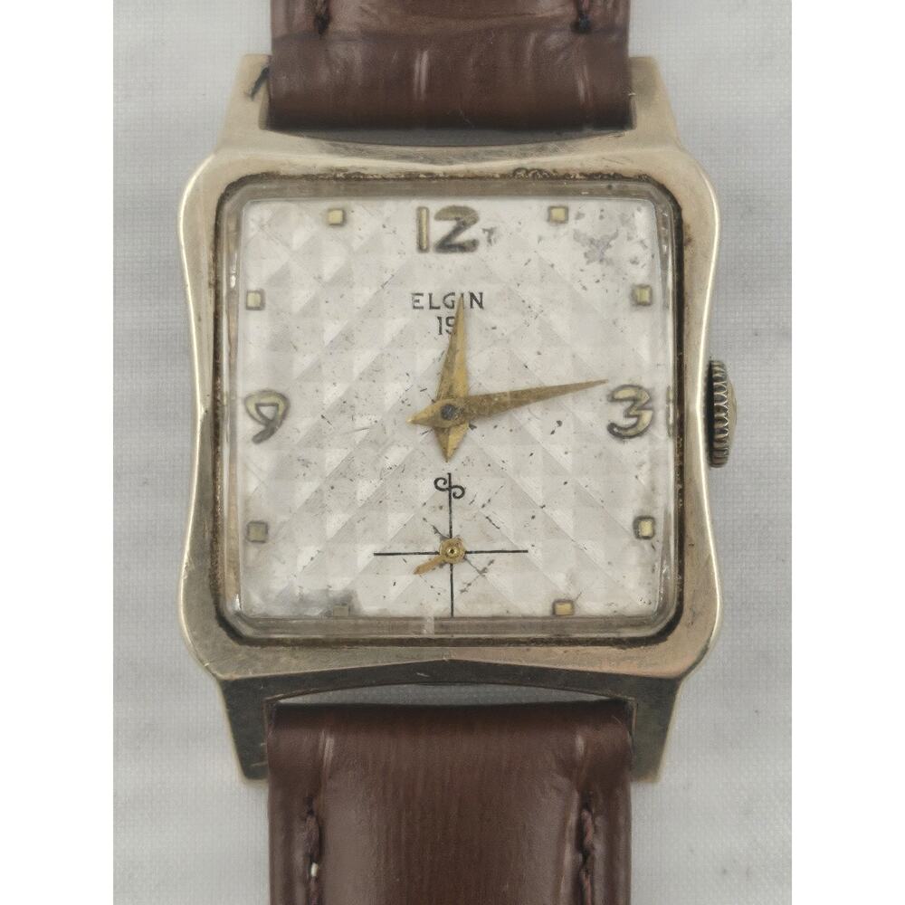 1951 Mens Elgin 21 Jewels 10k Gold Filled 680 Cal Mechanical Wind New Band Runs